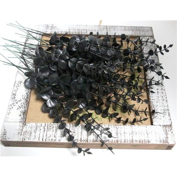26 Pcs Black Artificial Eucalyptus Stems Faux Halloween Flowers Eucalyptuses - Picture 5 of 7